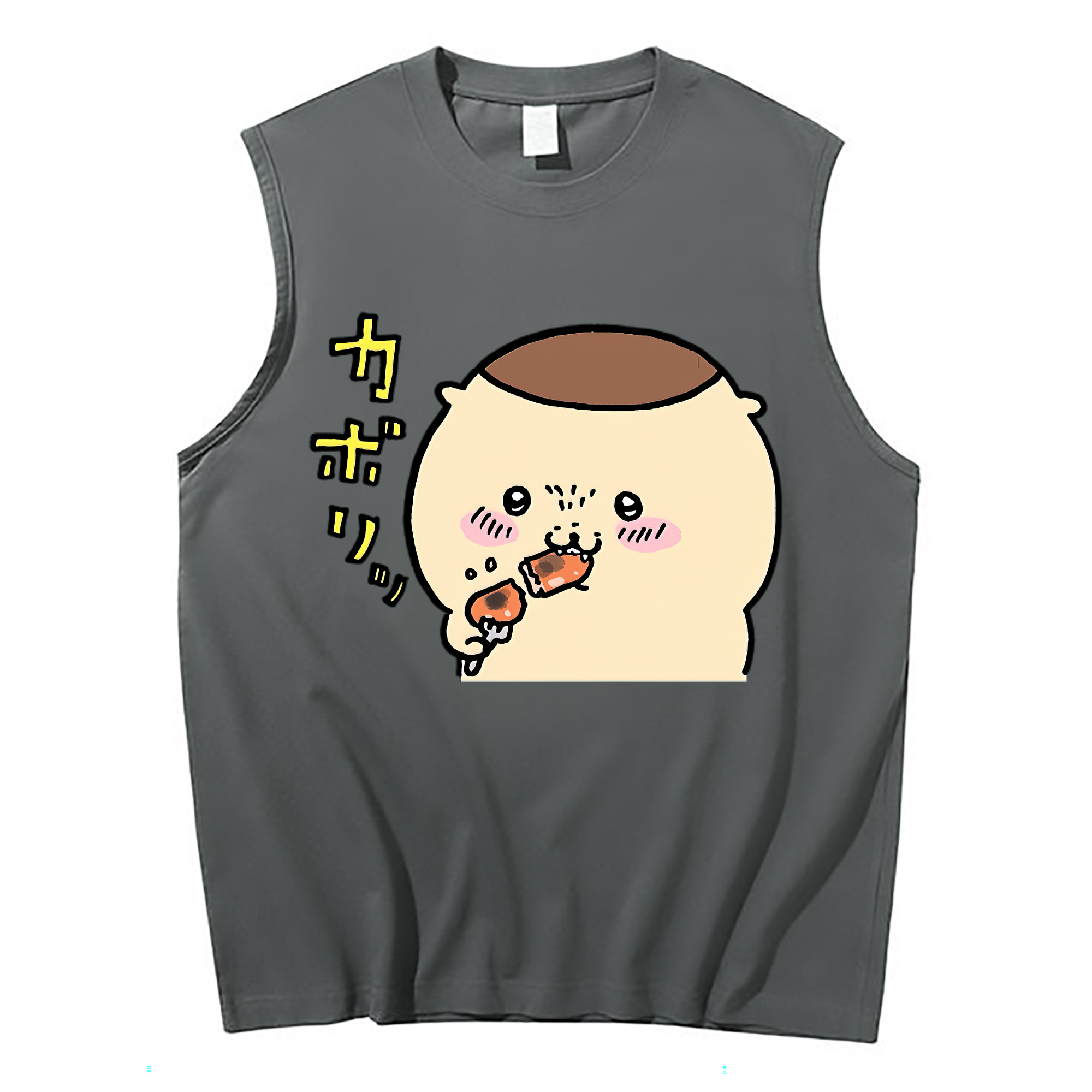 （画像用） ちいかわ くりまんじゅう Chii-kawa kuri manjū コットン100％タンクトップ（フロントプリント）